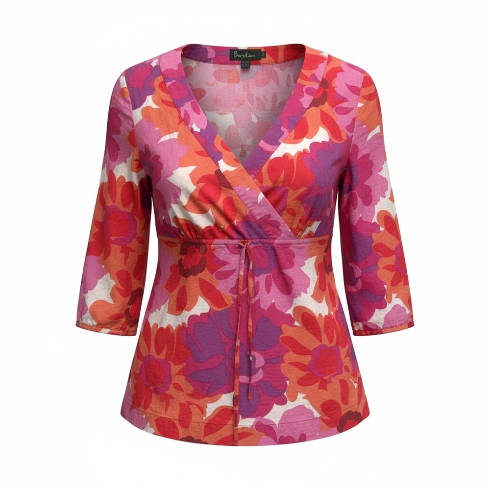 Boden Vibrant Floral Wrap Blouse